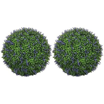 Sæt med 2 kunstig lavendel, 42 cm stueplante, kunstig plante i kugleform, store dekorative kunstige blomster til hjemmet, kontoret, gangen, haven, lil
