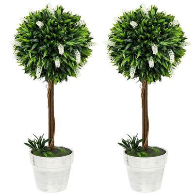 Kunstig lavendel sæt med 2 store 60 cm kunstige planter, kunstige planter i potte, kunstige plastik blomst som ægte til stuen soveværelse kontorhave m