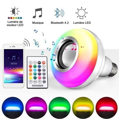 AUDBURN E27 LED-lampa - Dimbar RGB-färg - Inbyggd Bluetooth-högtalare
