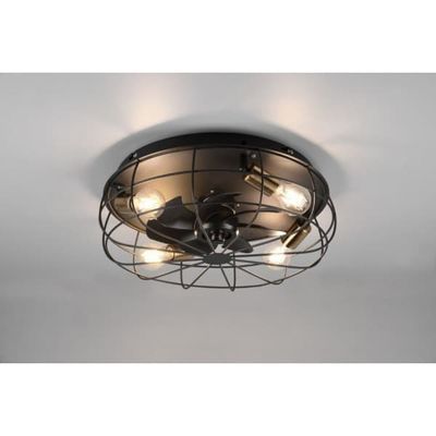Trio Trondheim -fläktljusarmatur 48 cm, 4 x E27, mattsvart