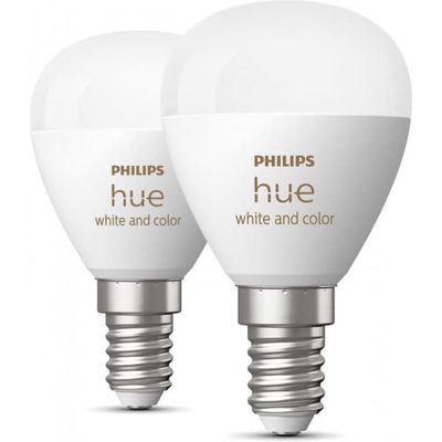 Philips Hue White and Color Ambience Luster älylamppu, E14, P45, 470 lm, 2200-6500 K, 2 kpl