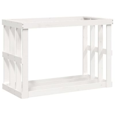 vidaXL Utendørs vedstativ hvit 108x52x74 cm heltre furu