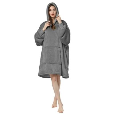 Hoodie teppe - Overstørrelse Luv -skjorte følte SNUGGIE Dark Grey