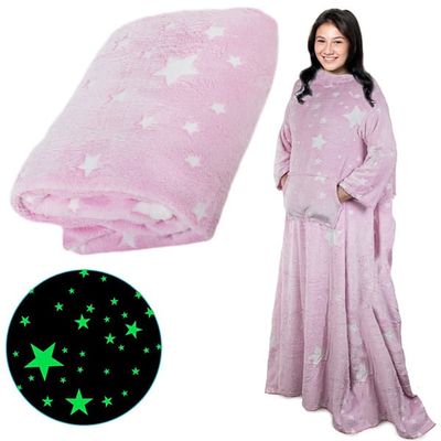 Ihana Huppari, jossa on hihat, hohtava pimeässä Snuggie, vaaleanpunainen