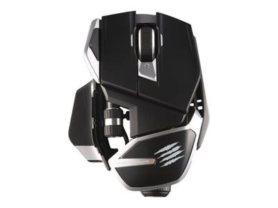 Mad Catz R.A.T. DWS - Mus - ergonomisk - høyrehendt - optisk - 14 knapper - trådløs - 2.4 GHz, Bluetooth 5.0 - USB trådløs mottaker