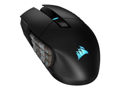 CORSAIR Scimitar Elite - Mus - RGB - optisk - 16 knapper - trådløs, kablet - 2.4 GHz, Bluetooth, USB - USB Slipstream trådløs mottaker
