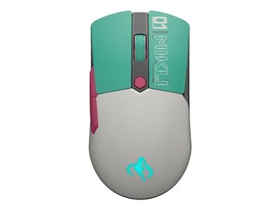 ASUS TUF Gaming Mini - Hatsune Miku Edition - mus - optisk - 6 knapper - kablet, trådløs - USB, 2.4 GHz, Bluetooth - hvit, turkis, rosa