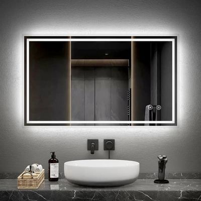 EMKE LED Badeværelsesspejl, 100x60 cm, Belysning 6500K, Touch-kontakt, Dæmpbar, Anti-Dug, Hukommelsesfunktion, Vandret/Lodret, IP44