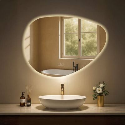 Moderne badeværelse spejl - Wall Mirror - LED -belysning - Anti -kondensering - Dæmpbar og berøringskontrol