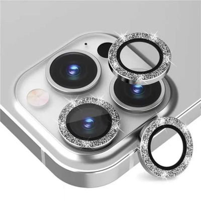 iPhone 15 Pro/Pro Max Kamerabeskyttelse Bling Glitter Sølv