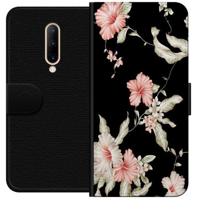 OnePlus 7 Pro Lommeboketui Blomstermønster Svart