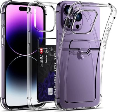 Läpinäkyvä iPhone-kotelo kortinpidikkeellä - monia malleja