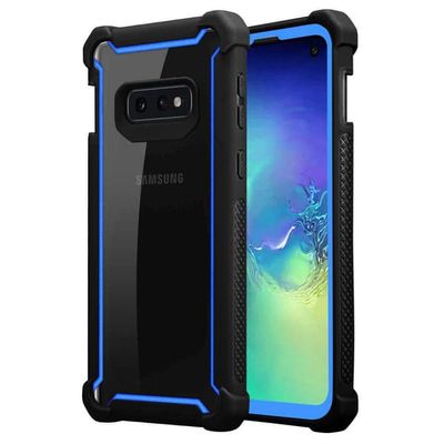 Deksel for Samsung Galaxy S10e 2-i-1 beskyttelsesdeksel med TPU-silikonkant og bakside av akrylglass