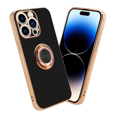 Deksel til iPhone 14 PRO med ring Etui av fleksibel TPU-silikon, med kamerabeskyttelse magnetisk bilholder