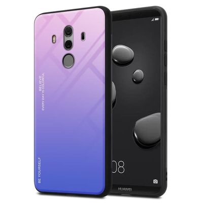 Huawei MATE 10 PRO Skal Fodral i två färger av TPU-silikon och baksida av härdat glas Case Cover Mobilskydd