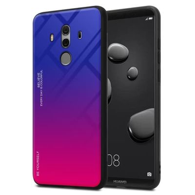 Deksel til Huawei MATE 10 PRO Silikondeksel av TPU-silikon og bakside av herdet glass