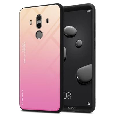 Deksel til Huawei MATE 10 PRO Silikondeksel av TPU-silikon og bakside av herdet glass