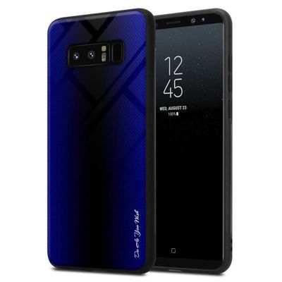 Samsung Galaxy NOTE 8 Skal Fodral Case Cover Randigt utseende i TPU-silikon och baksida i härdat glas Skyddsfodral