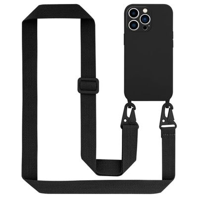 Deksel med Kedja for iPhone 14 PRO Silikonbeskyttelsesetui med lengdejusterbar ledningsstropp