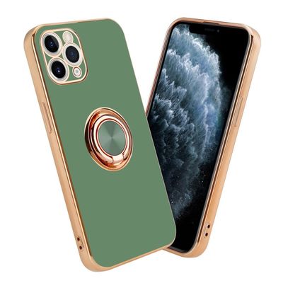Deksel til iPhone 11 PRO MAX med ring Etui av fleksibel TPU-silikon, med kamerabeskyttelse magnetisk bilholder