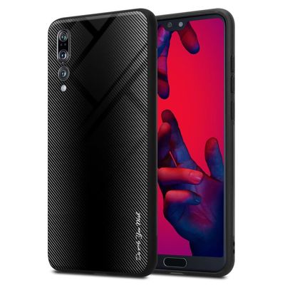 Deksel til Huawei P20 PRO / P20 PLUS Stripe optics Silikondeskel laget av TPU-silikon og bakside av herdet glass