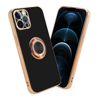 Deksel til iPhone 12 PRO MAX med ring Etui av fleksibel TPU-silikon, med kamerabeskyttelse magnetisk bilholder