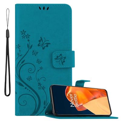 Deksel til OnePlus 9 PRO Lommebokdeksel i blomster design med magnetisk lukking, stativfunksjon og kortplasser