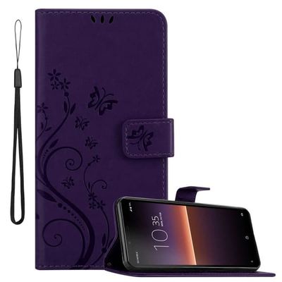 Deksel kompatibel med Sony Xperia 10 II Lommebokdeksel i blomster design med magnetisk lukking, stativfunksjon og kortplasser