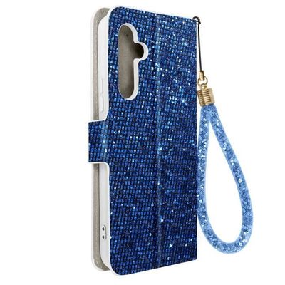 Samsung Galaxy A34 5G Fodral - AVIZAR - Glitter Disco - Plånbok - Videostöd - Blå