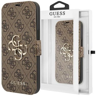 Guess GUBKP13X4GMGBR-deksel til iPhone 13 Pro Max - Brown Book 4G Big Metal-logo