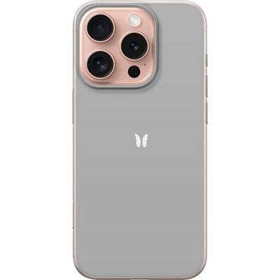 Apple iPhone 16 Pro Gjennomsiktig deksel Grå Sommerfugl
