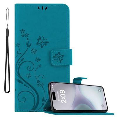 Deksel kompatibel med iPhone 16 PLUS Lommebokdeksel i blomster design med magnetisk lukking, stativfunksjon og kortplasser