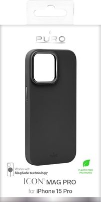 iPhone 15 Pro silicone cover ICON MAG PRO, black
