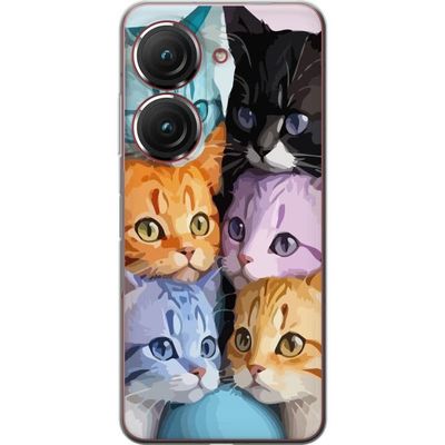 Asus Zenfone 9 Läpinäkyvä kuori Värikkäät Kissat