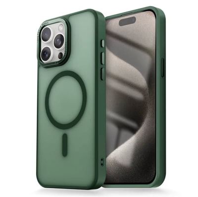 iPhone 15 Pro Max - Magsafe Matteret Cover i flere farver - MØRKEGRØN