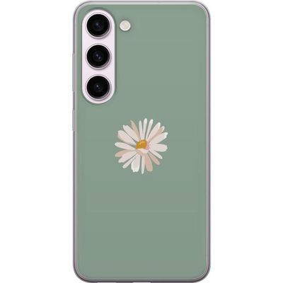 Samsung Galaxy S23 Gjennomsiktig deksel Grønn Minimalblomst - stilren blomst på grønn bakgrunn