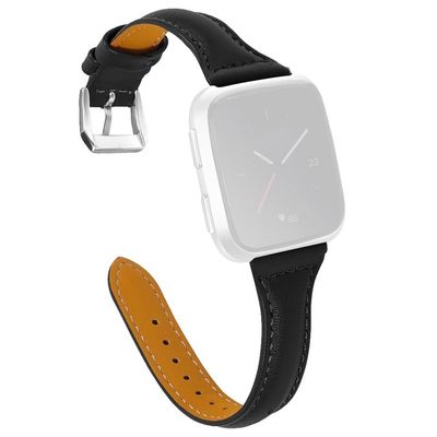 Fitbit Versa 2 / Versa Lite / Versa simple urrem i ægte læder - Sort