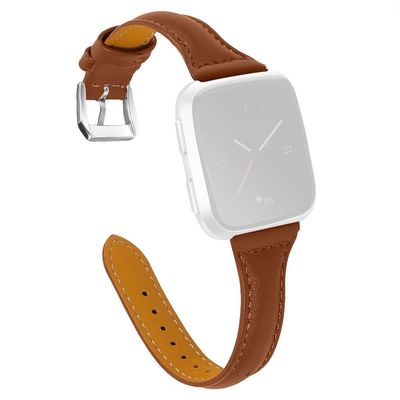 Fitbit Versa 2 / Versa Lite / Versa simple urrem i ægte læder - Kaffe