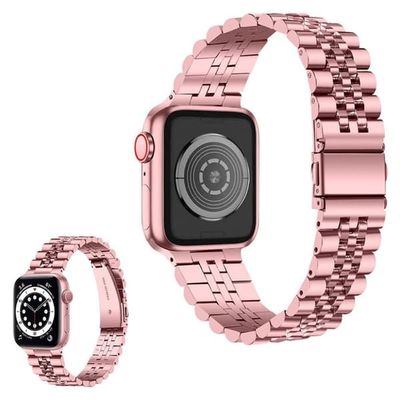 Apple Watch 40 mm klokkerem i rustfritt stål med fem perler - Rosa Rose