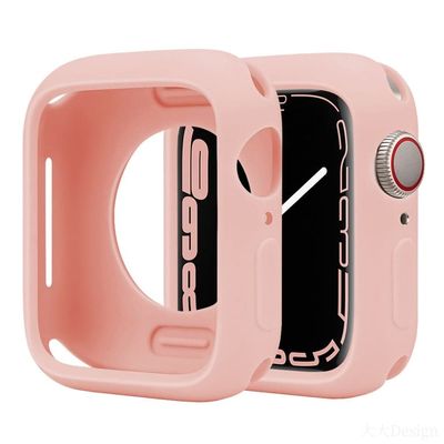 Silikonskyddsfodral Apple Watch Series 9 / 8 / 7 45mm Candy Color stötsäkert klockskydd - Vintage Ros