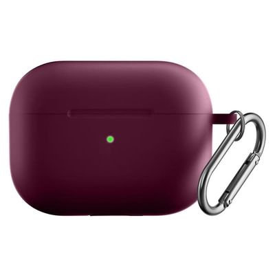 AirPods Pro 2 silikonikotelo karabiinilla - Viininpunainen