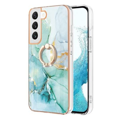 Marble Mønstret Deksel med Ring Holder til Samsung Galaxy S22 Plus - Grønn Klinkekule Haze
