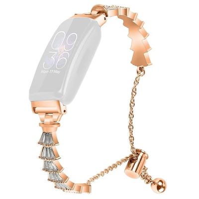 Fitbit Inspire / Inspire HR / Inspire 2 Metal Watch Band Sliding Jewelry Bracelet Strap with Rhinestones - Guld