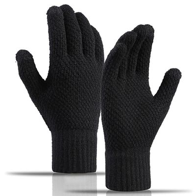 WinterTouch sklisikre, strikkede, varme hansker for menn - Svart