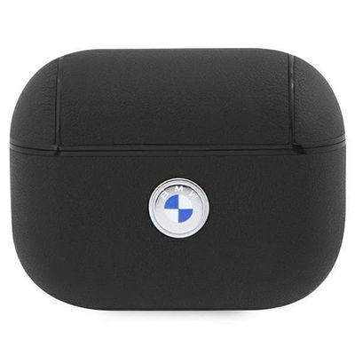BMW AirPods Pro 2 Etui, Ægte Læder, Sølv Logo, Sort