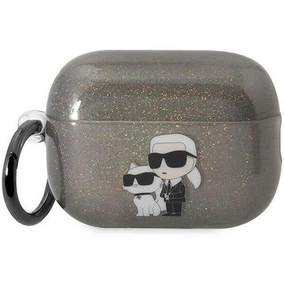 Karl Lagerfeld Glitter Karl&Choupette Svart AirPods Pro 2 Skal