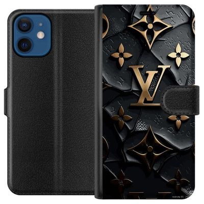 Apple iPhone 12 Lommeboketui Louis Vuitton Dark Mode Design Svart Lyx Stil Fashion