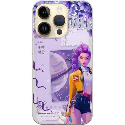 Apple iPhone 14 Pro Gjennomsiktig deksel Kpop Demon Hunters Rumi Cosmic Planet Purple Fantasy Idol Aesthetic