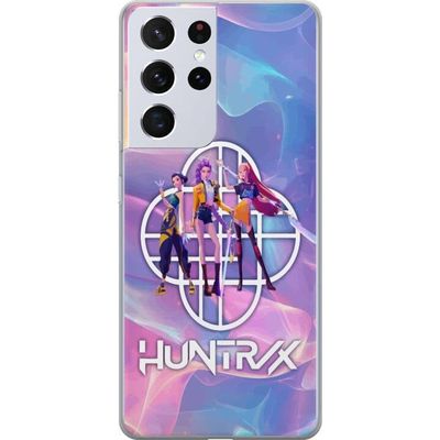 Samsung Galaxy S21 Ultra 5G Genomskinligt Skal Huntrix Neon Trio Kpop Demon Hunter Färgstark futuristisk design med tre kvinnliga hjältar i pastell o