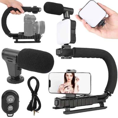 Komplet Vlogging Kit med Stativ, Mikrofon & Mobilholder til Videooptagelse